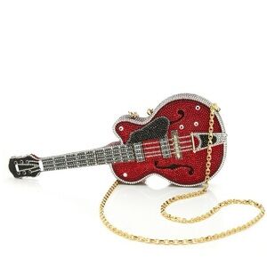 Judith Leiber Red Guitar Clutch Bag
